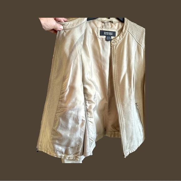 KENNETH COLE REACTION, NWOT, WOMENS IVORY COLOR, FAUX LEATHER JACKET. SIZE XXL - Picture 5 of 9